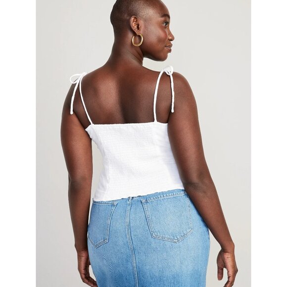 NWT Old Navy White Fitted Linen Blend Tank Top L - Picture 2 of 6